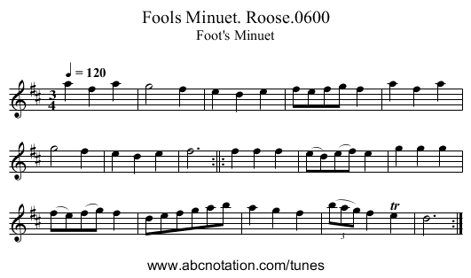 Fools Minuet. Roose.0600 - staff notation