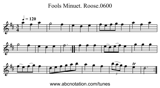 Fools Minuet. Roose.0600 - staff notation