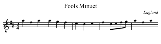 Fools Minuet - staff notation