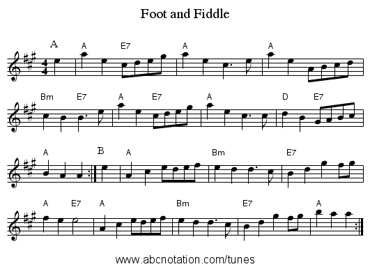 Foot and Fiddle - staff notation