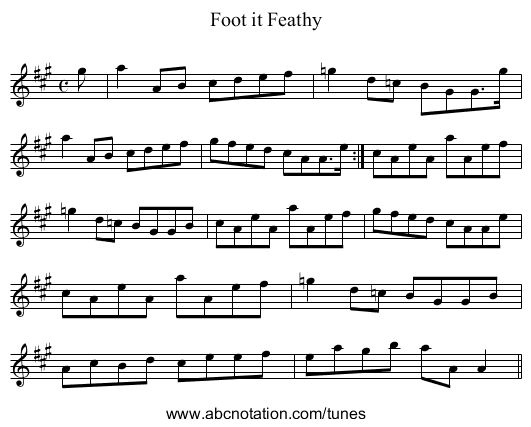 Foot it Feathy - staff notation