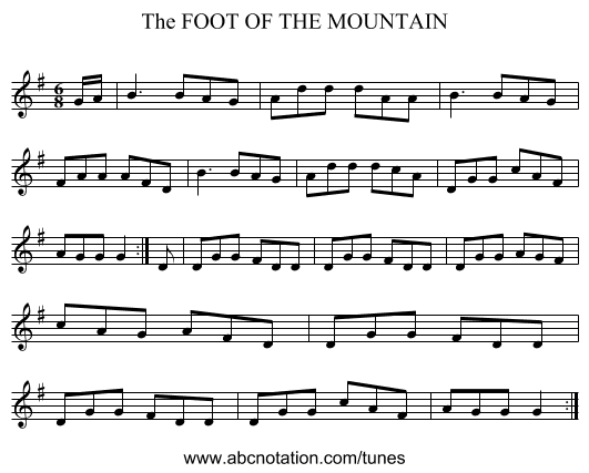 FOOT OF THE MOUNTAIN, The - staff notation