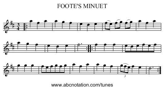 FOOTE'S MINUET - staff notation