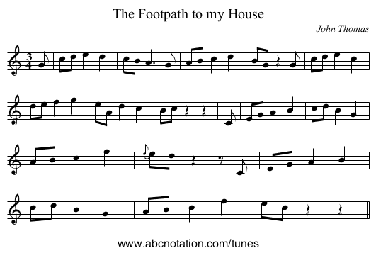 Footpath to my House, The - staff notation