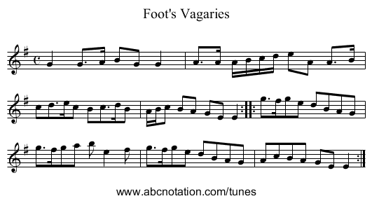 Foot's Vagaries - staff notation