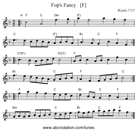 Fop's Fancy   [F] - staff notation