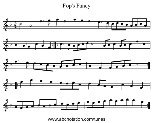 Fop's Fancy - staff notation