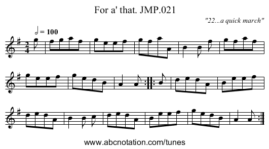For a' that. JMP.021 - staff notation