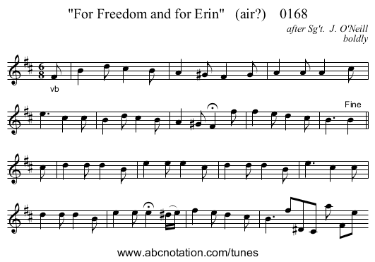 For Freedom and for Erin   (air?)    0168 - staff notation