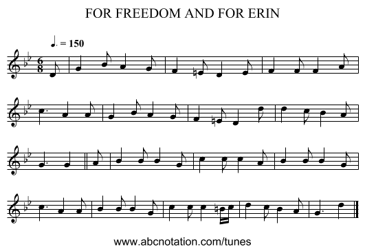 FOR FREEDOM AND FOR ERIN - staff notation