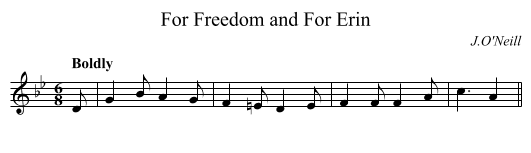 For Freedom and For Erin - staff notation