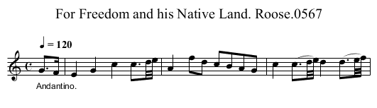 For Freedom and his Native Land. Roose.0567 - staff notation