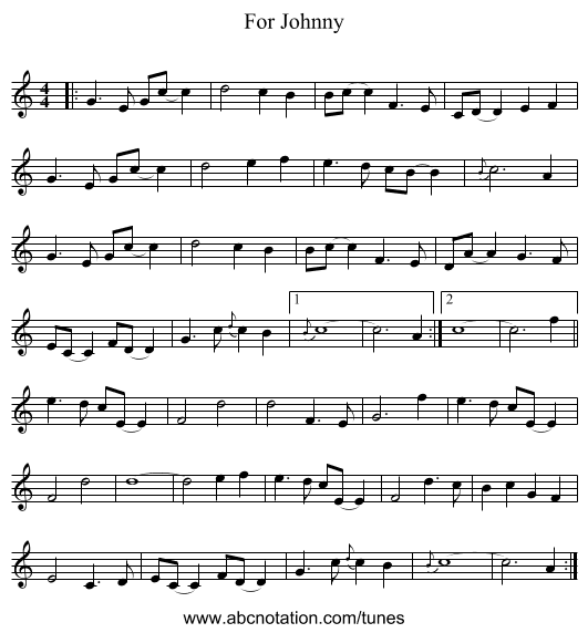 For Johnny - staff notation