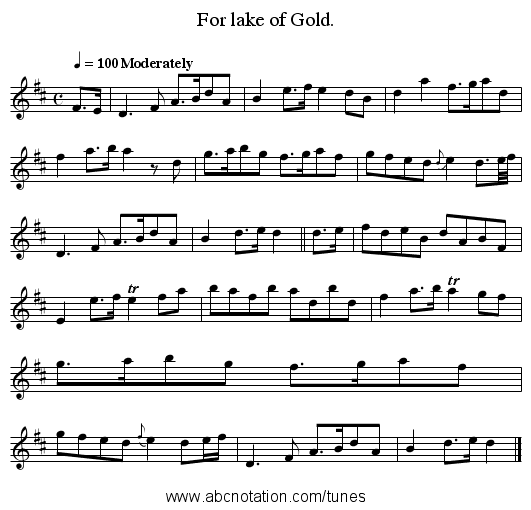 For lake of Gold. - staff notation