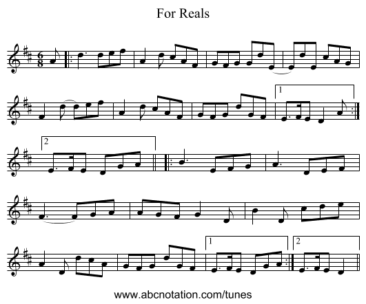 For Reals - staff notation