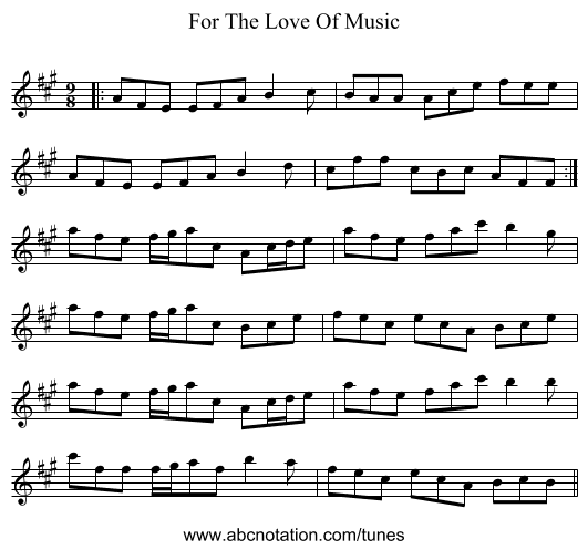 For The Love Of Music - staff notation