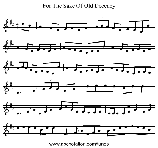 For The Sake Of Old Decency - staff notation