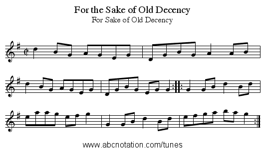 For the Sake of Old Decency - staff notation