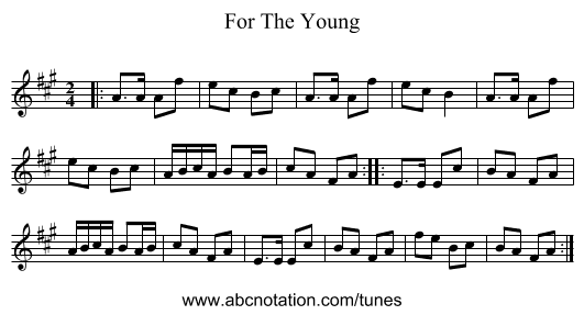 For The Young - staff notation