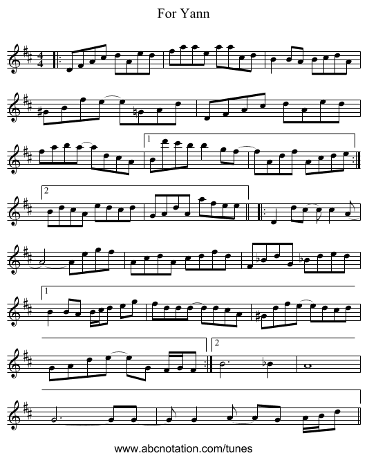 For Yann - staff notation