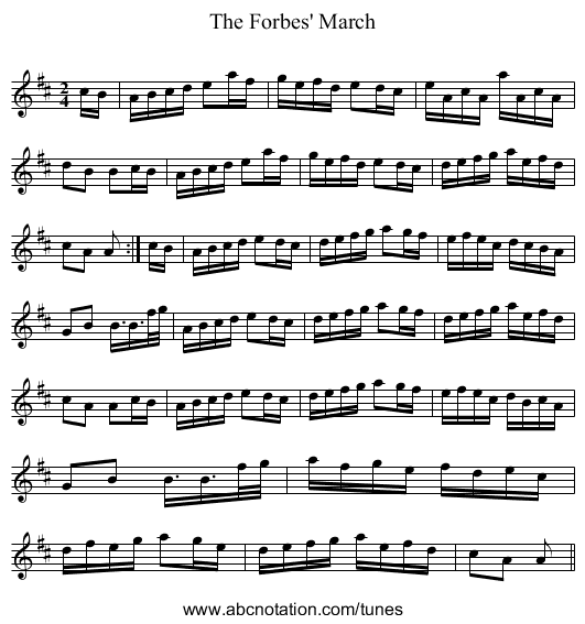 Forbes' March, The - staff notation
