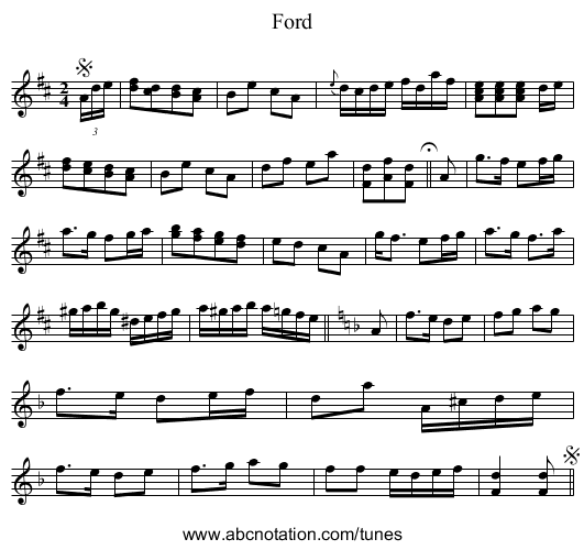 Ford - staff notation