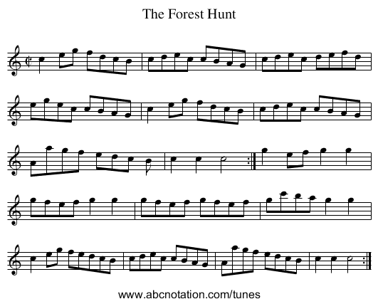 Forest Hunt, The - staff notation