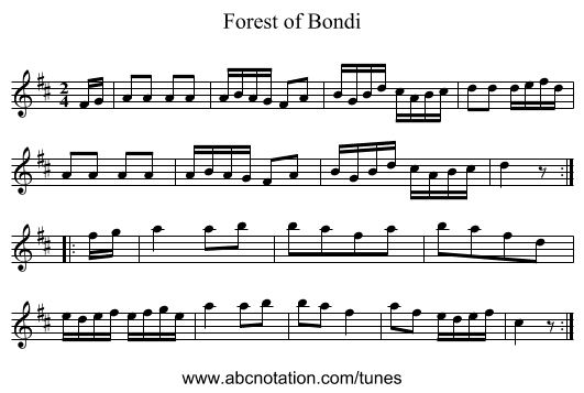 Forest of Bondi - staff notation