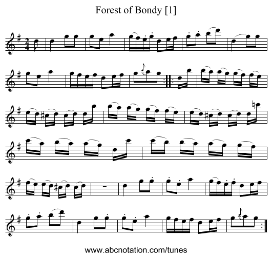 Forest of Bondy [1] - staff notation