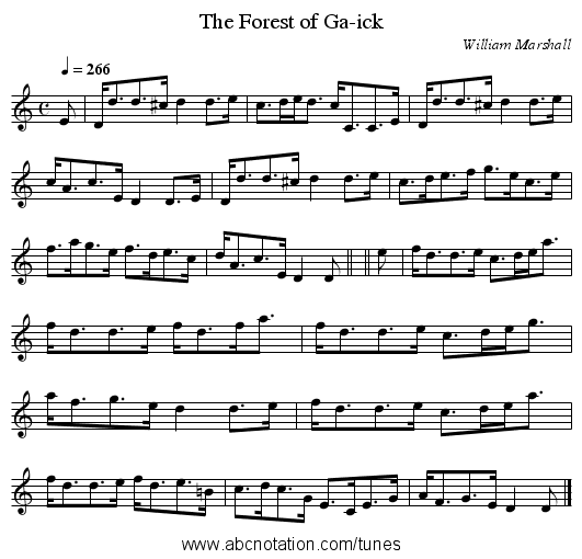 Forest of Ga-ick, The - staff notation
