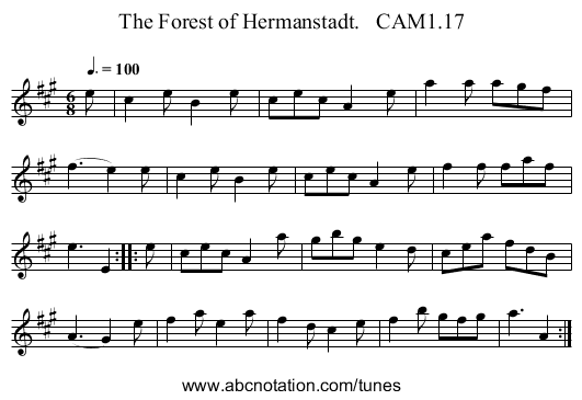 Forest of Hermanstadt.   CAM1.17, The - staff notation