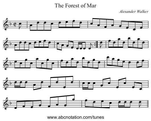 Forest of Mar, The - staff notation