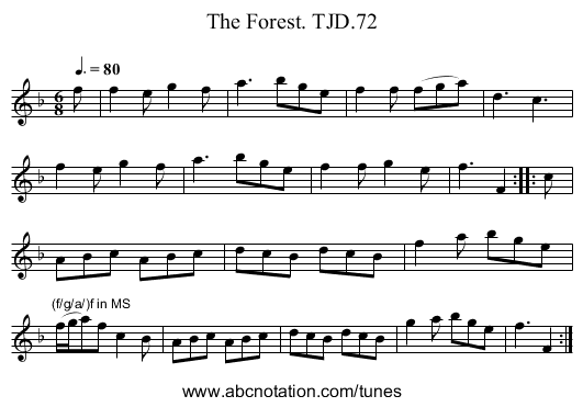 Forest. TJD.72, The - staff notation