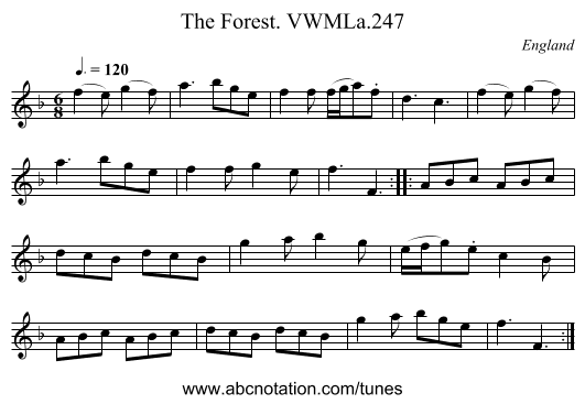 Forest. VWMLa.247, The - staff notation