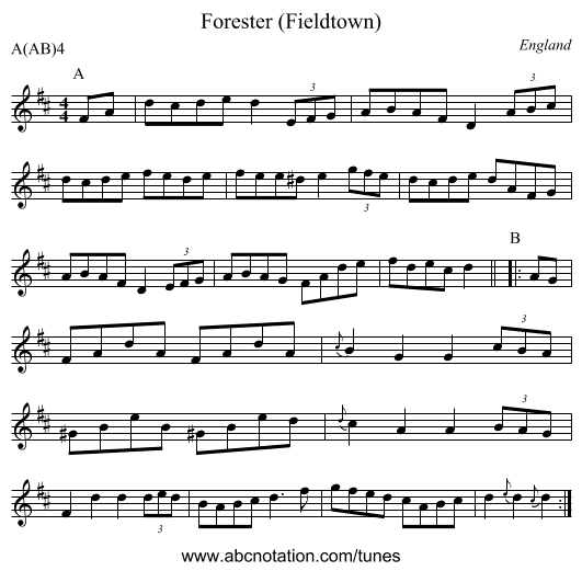 Forester (Fieldtown) - staff notation
