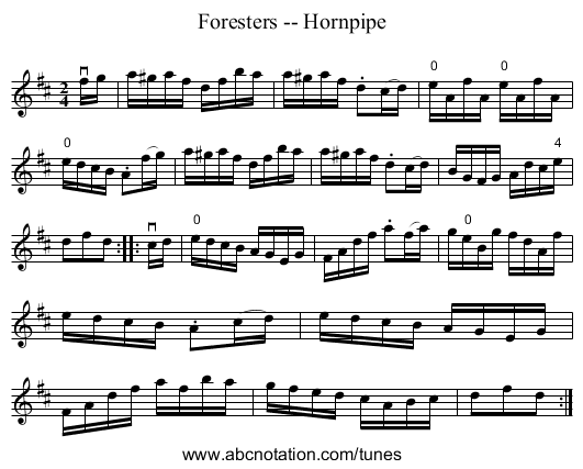 Foresters -- Hornpipe - staff notation
