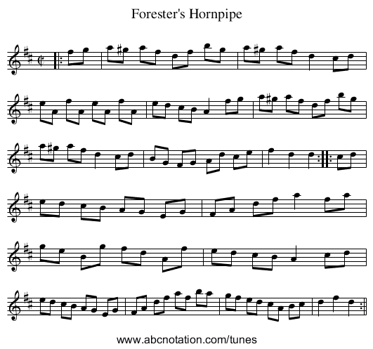 Forester's Hornpipe - staff notation