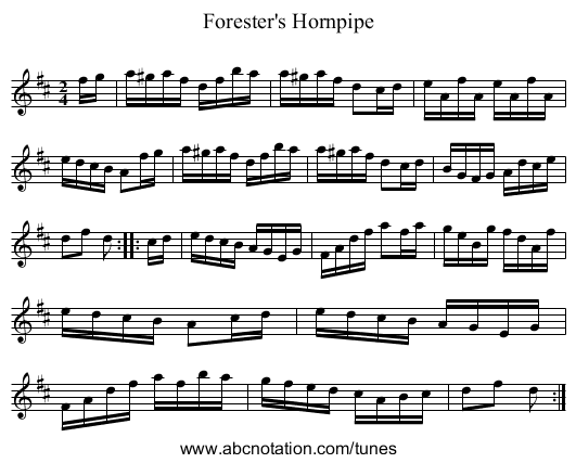 Forester's Hornpipe - staff notation