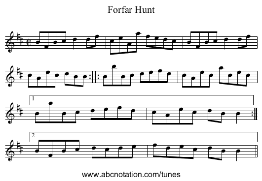 Forfar Hunt - staff notation