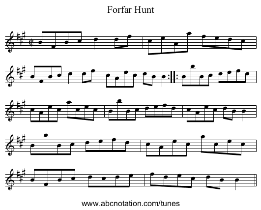 Forfar Hunt - staff notation