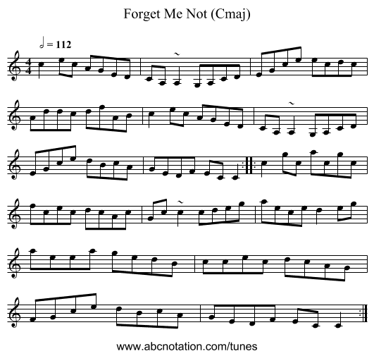 Forget Me Not (Cmaj) - staff notation