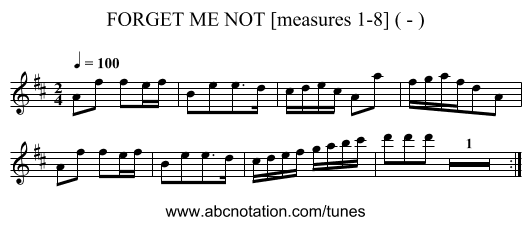 FORGET ME NOT [measures 1-8] ( - ) - staff notation