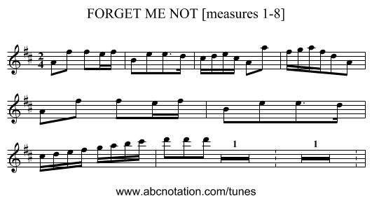 FORGET ME NOT [measures 1-8] - staff notation