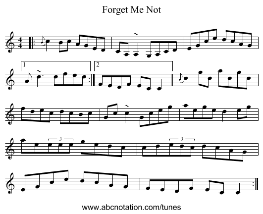 Forget Me Not - staff notation