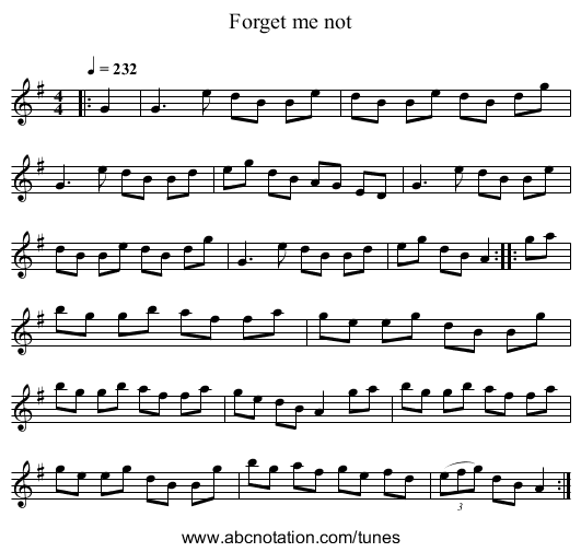 Forget me not - staff notation