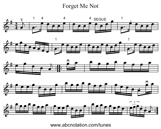 Forget Me Not - staff notation