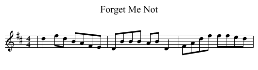 Forget Me Not - staff notation