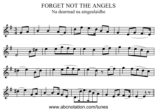 FORGET NOT THE ANGELS - staff notation