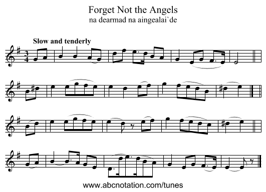 Forget Not the Angels - staff notation