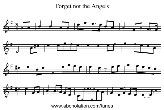 Forget not the Angels - staff notation